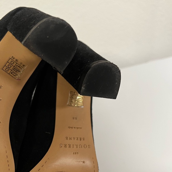Sezane Black Suede Heels 38 7 pumps like new - Picture 6 of 7